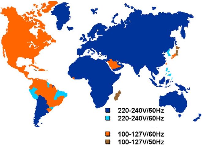 spanning in stopcontacten over de hele wereld