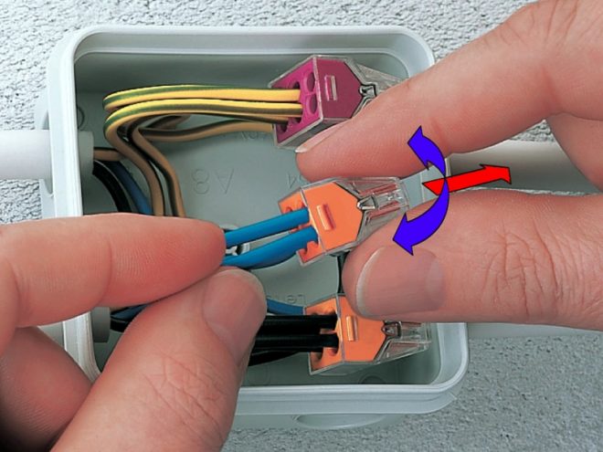 connection with self-clamping terminal blocks