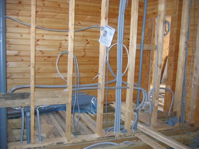 Hidden wiring in a frame house