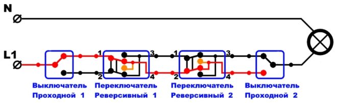 Реверсивен превключвател - отворена верига