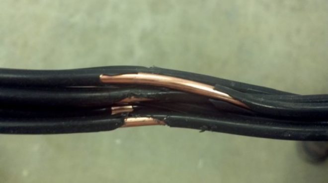 Damaged wire insulation